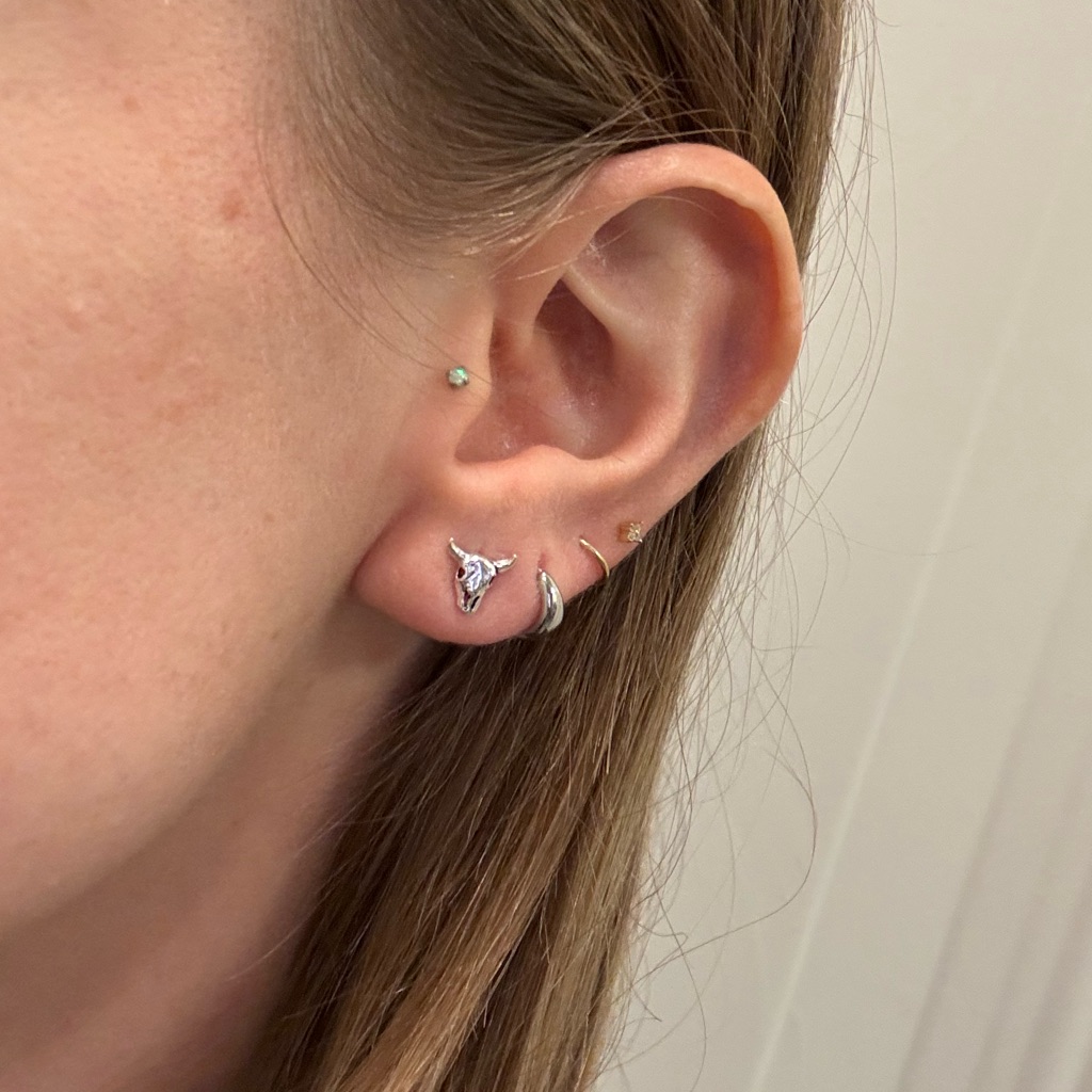 Bull Head Sterling Silver Earrings 29$